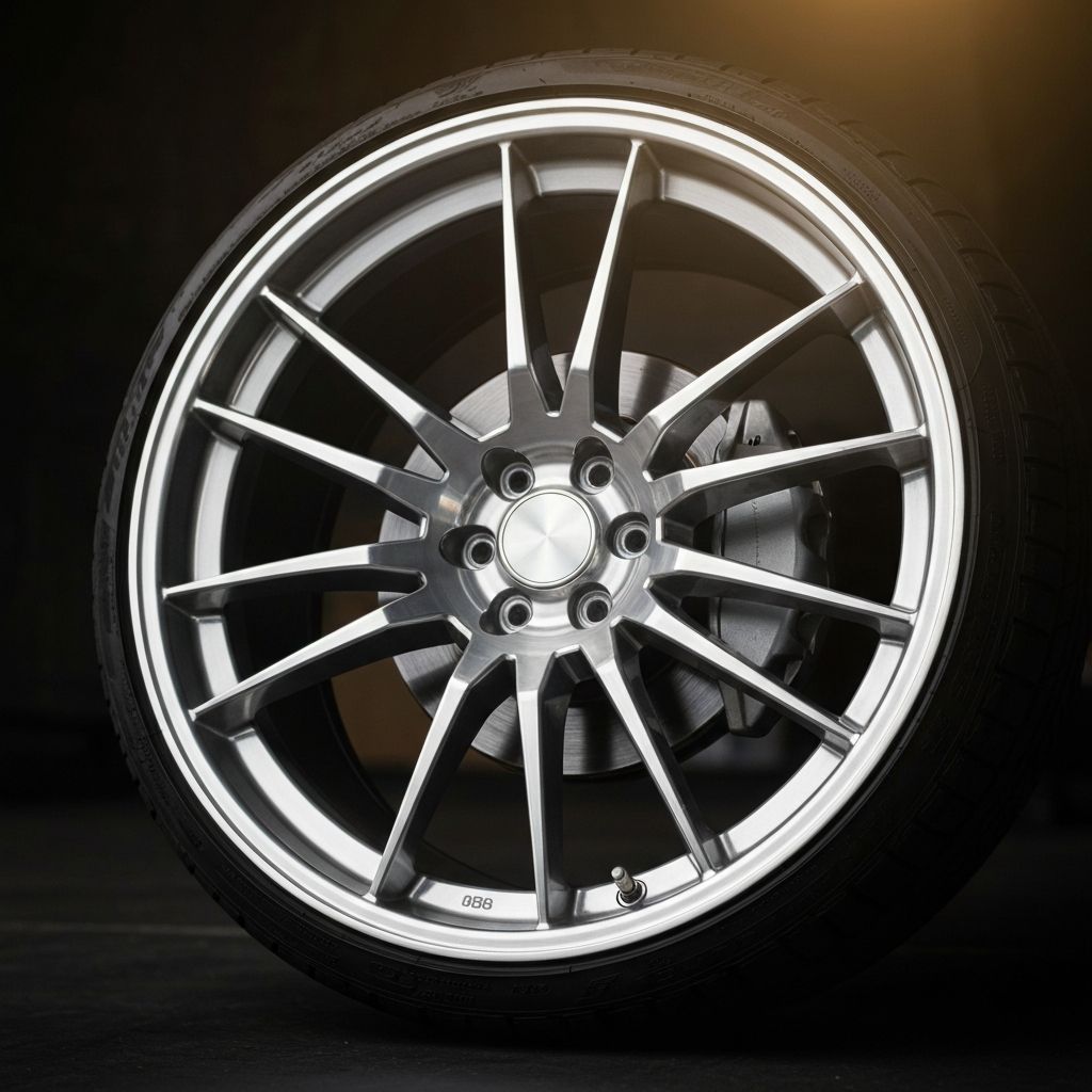 Perfectly detailed luxury forged wheel and dressed tire